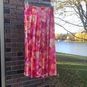 Vintage CLICHY Floral Pink & Peach A-Line Skirt